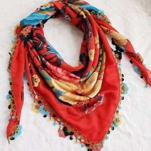 Exotic Handmade Needle Lace Scarf